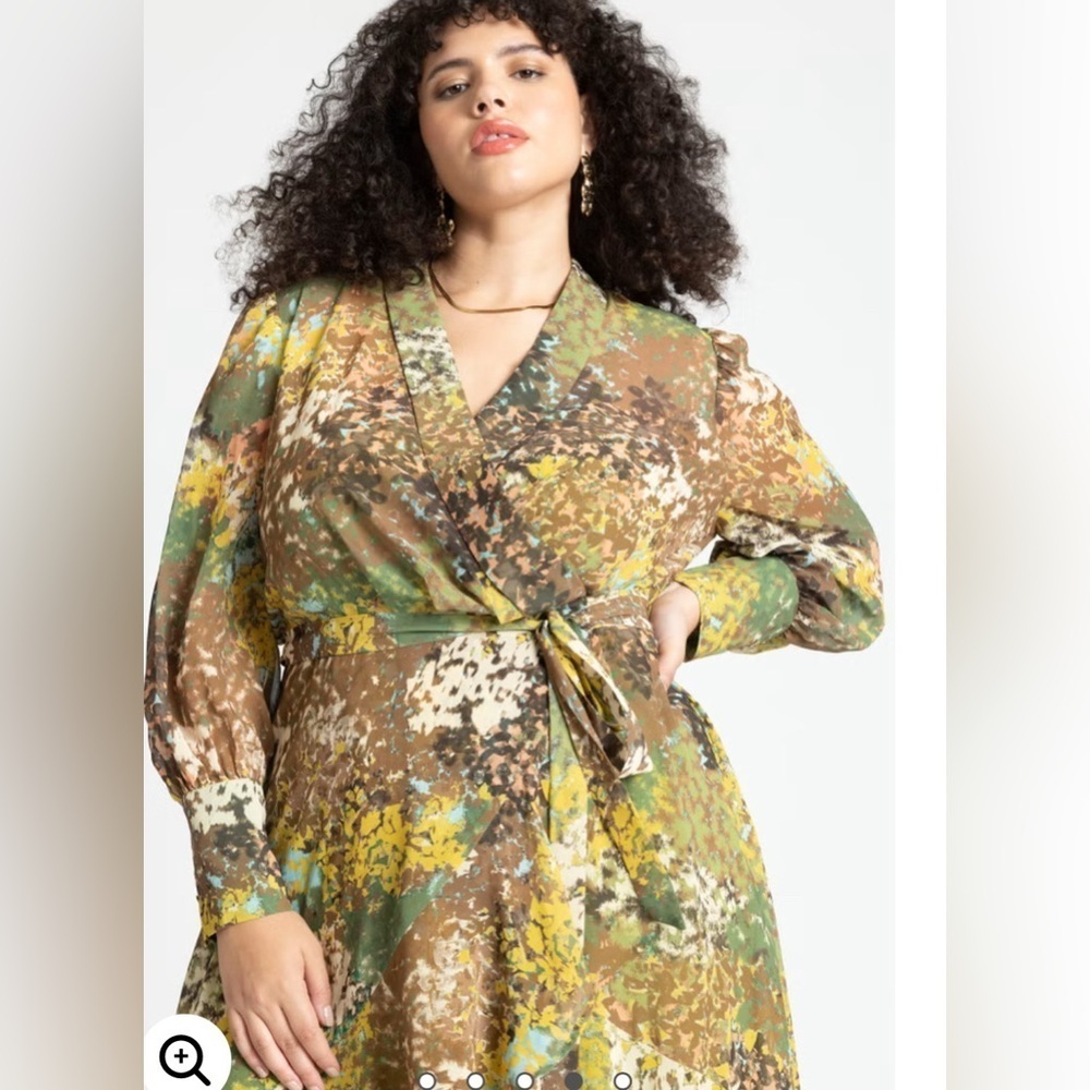 ELOQUIL Flowy Printed Dress floral print size 18 NWT - Picture 2 of 16